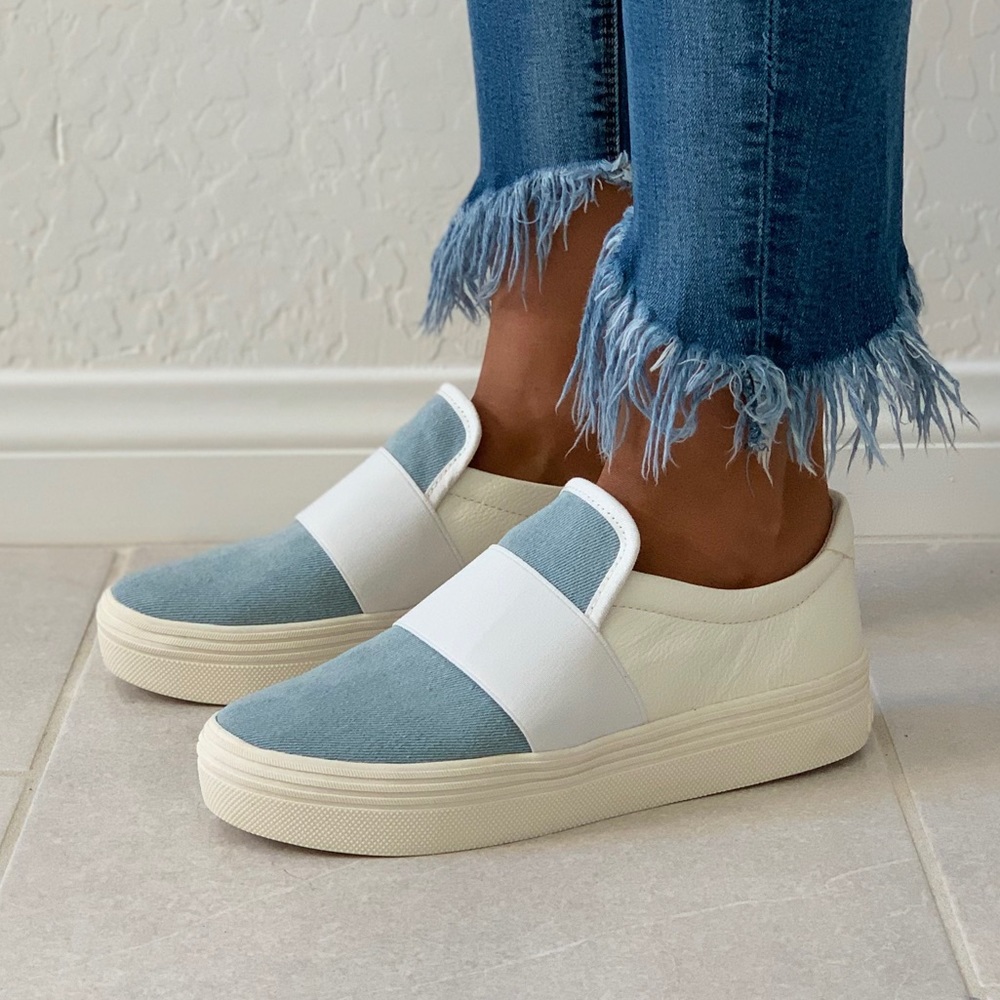NIB Ash Blue Neoprene Comfort Slip On Sneakers - Picture 5 of 7